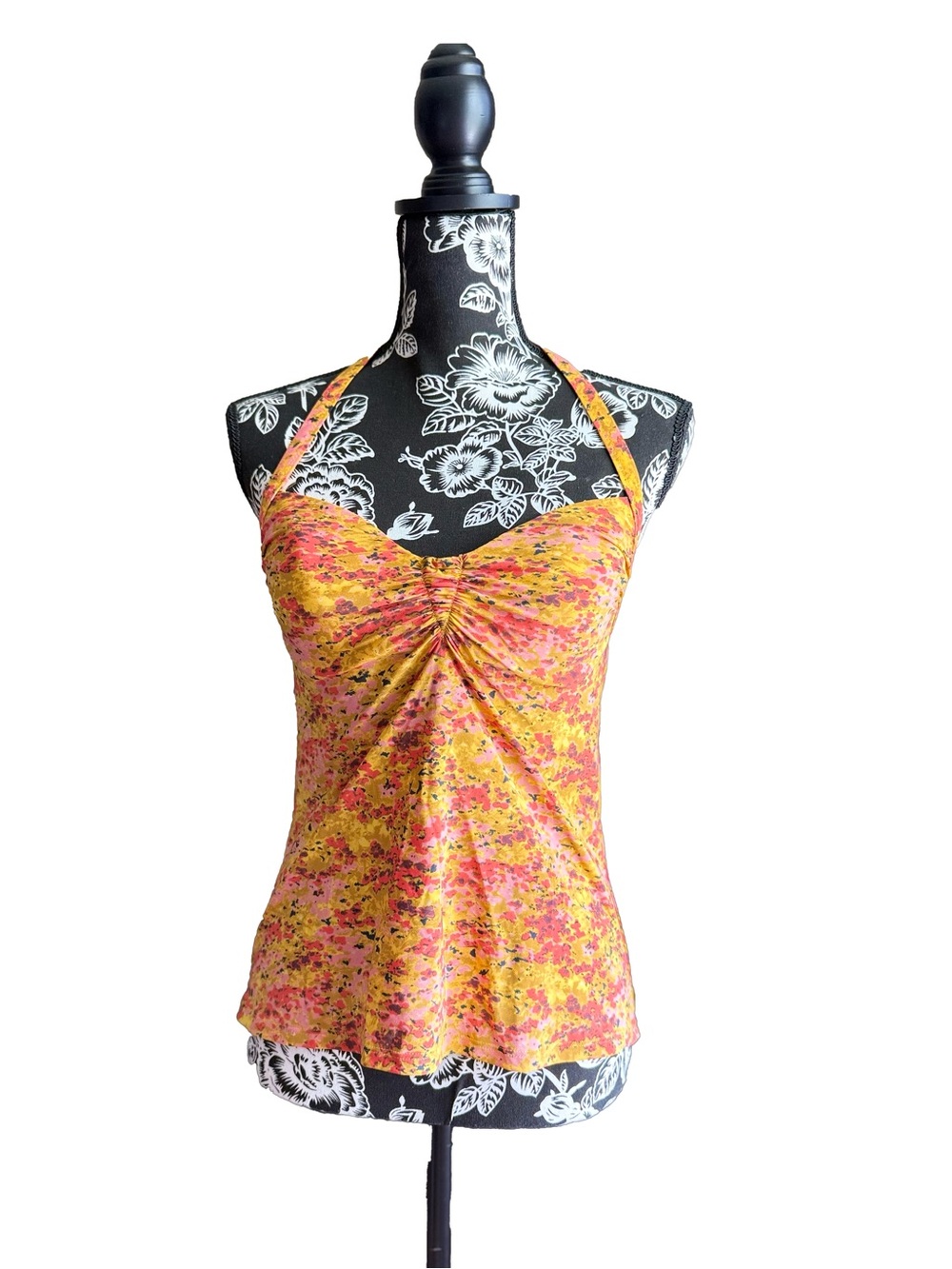 Lands' End Peach Blossom Floral Halter Tankini Top Size 6 NWT
